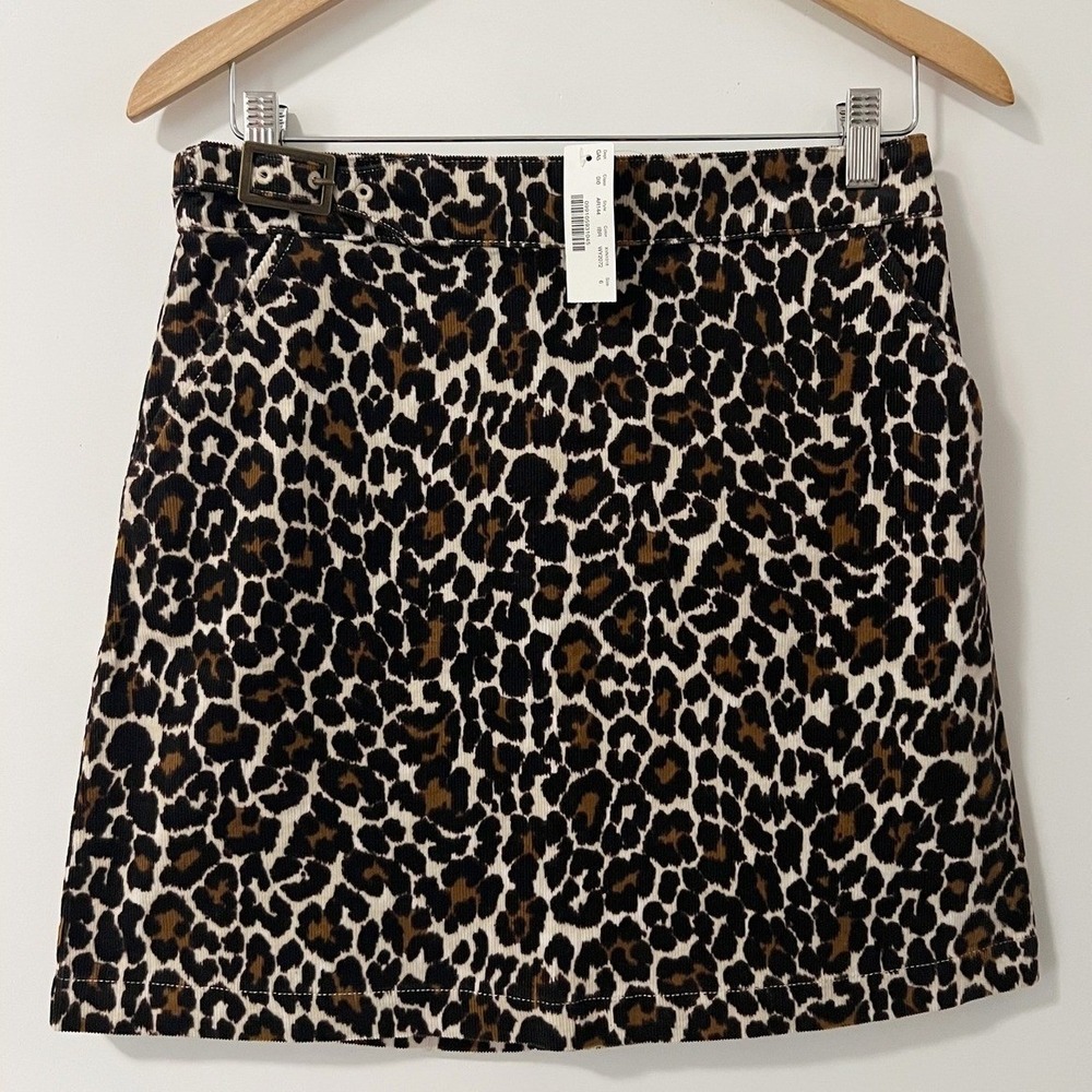 J.Crew Leopard Print Corduroy Mini‎ Skirt Brown Black Womens Size 6 NEW